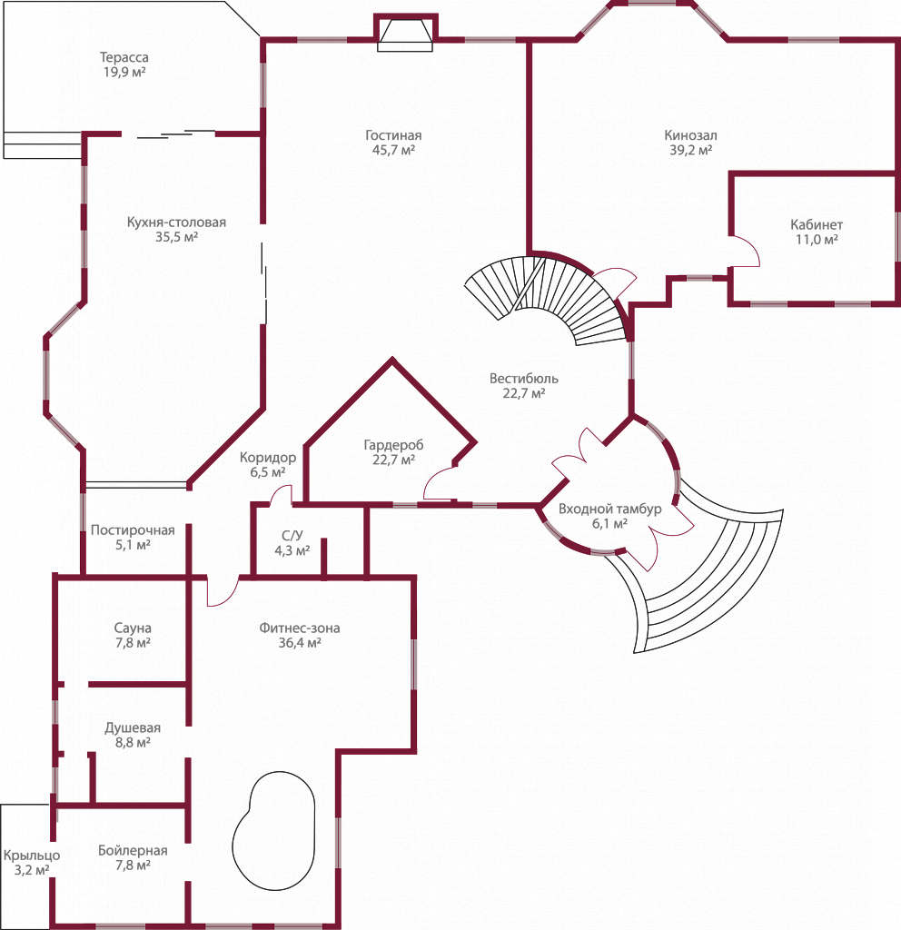 Планировка коттеджа 930 Шенонсо, пл.1