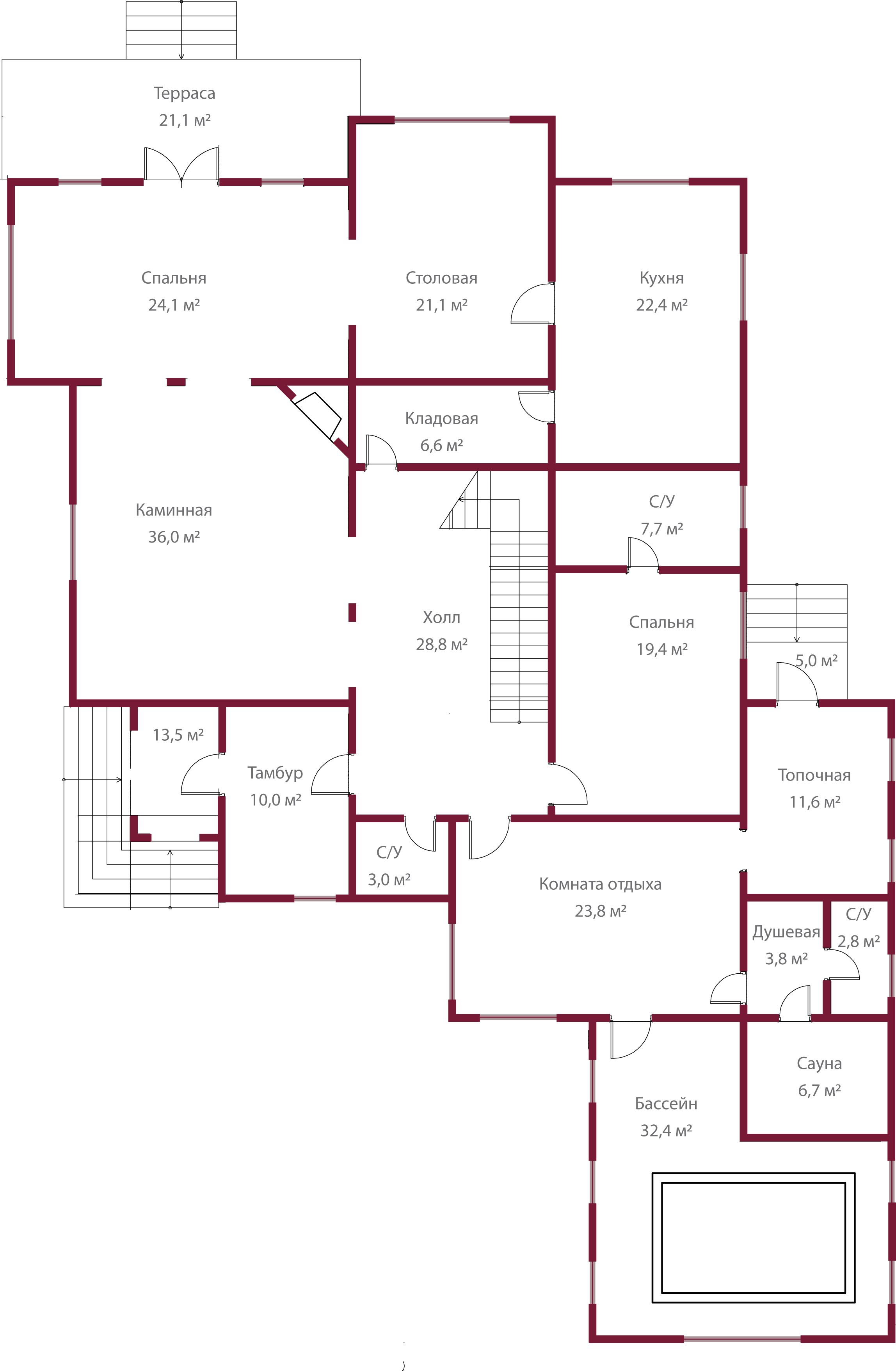 Планировка коттеджа 932 Трафальгар, пл.1