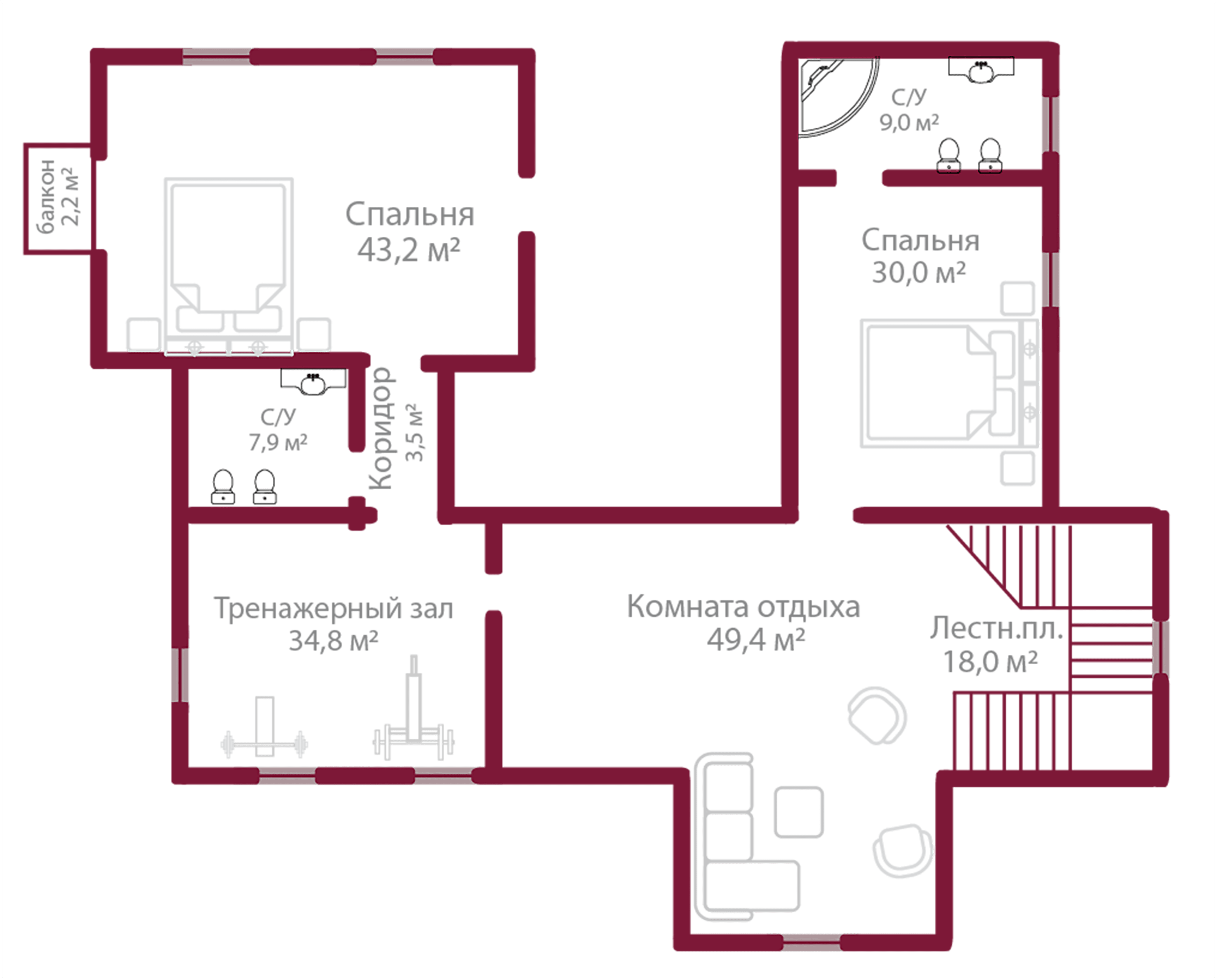 Планировка коттеджа 809 Нормандия, пл.3